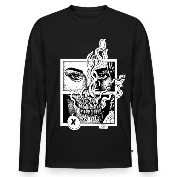 Fin de l’étranger - T-shirt manches longues Premium bio Homme - noir - Devant - Nico (187cm)