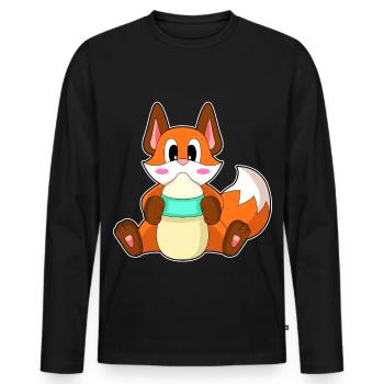 Fox Baby Milk Bottle - Men's Premium Organic Long Sleeve Shirt - black - Front - Nico (187cm)