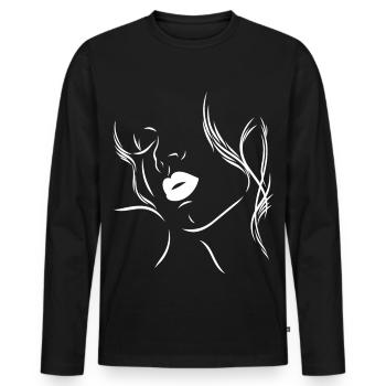 Feminine silhouette with sensual lips - Men's Premium Organic Long Sleeve Shirt - black - Front - Nico (187cm)