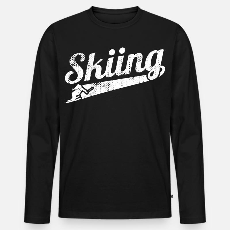 Skirennfahrer - Männer Premium Bio Langarmshirt - Schwarz