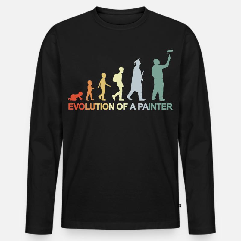 Maler Lackierer Evolution - Männer Premium Bio Langarmshirt - Schwarz