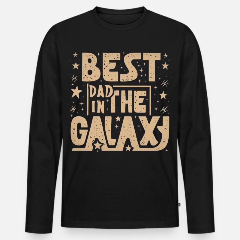 Bester Papa Galaxy - Männer Premium Bio Langarmshirt - Schwarz