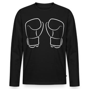 Kickbox Handschuhe Skizze - Männer Premium Bio Langarmshirt - Schwarz - Vorne - Nico (187cm)