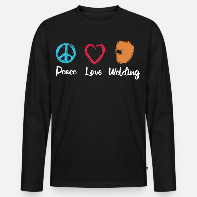 Peace Love Welding - Männer Premium Bio Langarmshirt - Schwarz