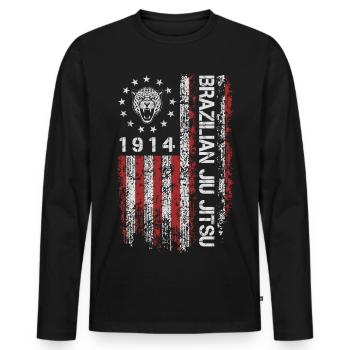 Jiu Jitsu brésilien 1914 Amérique drapeau cadeau - T-shirt manches longues Premium bio Homme - noir - Devant - Nico (187cm)