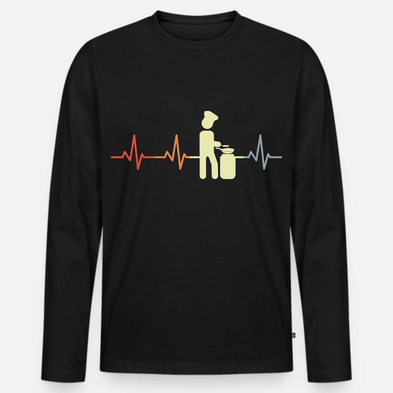Kochen Strichmännchen Herzklopfen - Männer Premium Bio Langarmshirt - Schwarz
