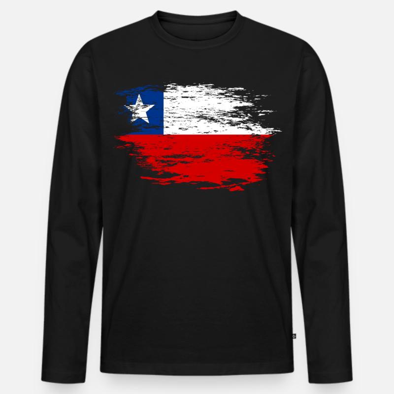 Chile Flagge used - Männer Premium Bio Langarmshirt - Schwarz
