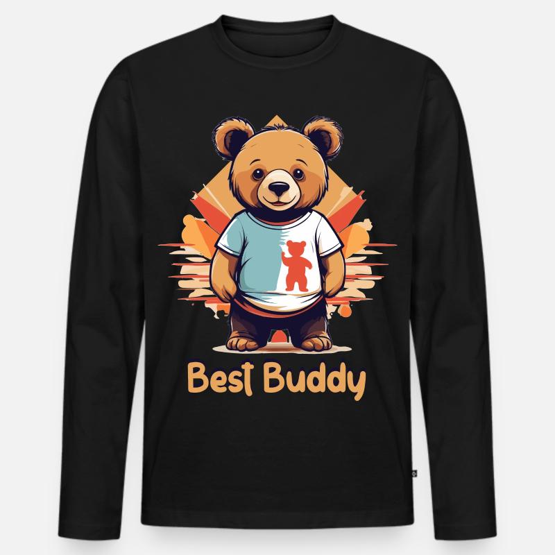 Teddybär mein bester Kumpel - Männer Premium Bio Langarmshirt - Schwarz