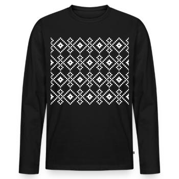 Christmas Plain Sweater (dark) - Men's Premium Organic Long Sleeve Shirt - black - Front - Nico (187cm)