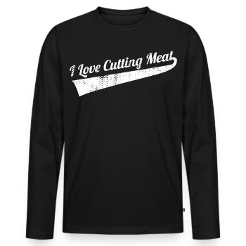 Découpe de viande - T-shirt manches longues Premium bio Homme - noir - Devant - Nico (187cm)