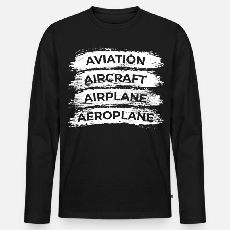 Flugzeugliebhaber Zeitplan - Männer Premium Bio Langarmshirt - Schwarz
