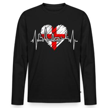 Freiburg im Breisgau Skyline Heartbeat Freiburger - Men's Premium Organic Long Sleeve Shirt - black - Front - Nico (187cm)