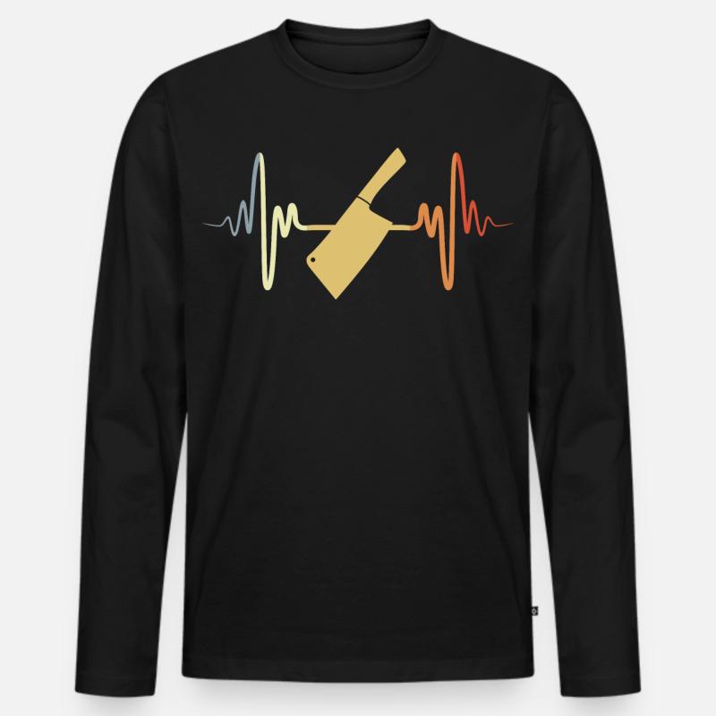 Hackbeil EKG Herzlinie - Männer Premium Bio Langarmshirt - Schwarz