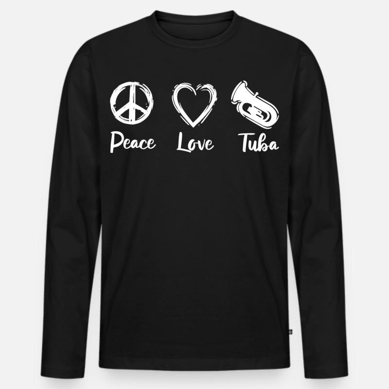 Peace Love Tuba - Männer Premium Bio Langarmshirt - Schwarz