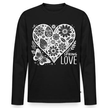 spring love - Männer Premium Bio Langarmshirt - Schwarz - Vorne - Nico (187cm)