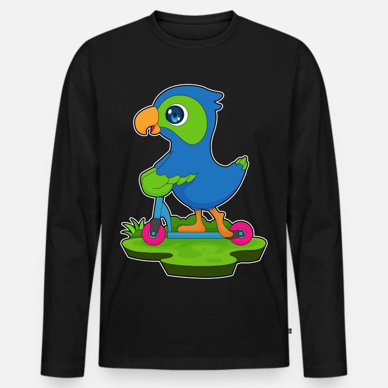 Papagei Roller - Männer Premium Bio Langarmshirt - Schwarz