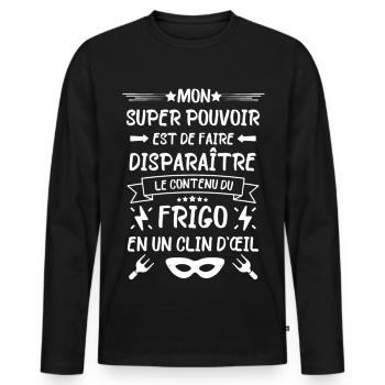 Frigo gourmand bouffe - T-shirt manches longues Premium bio Homme - noir - Devant - Nico (187cm)
