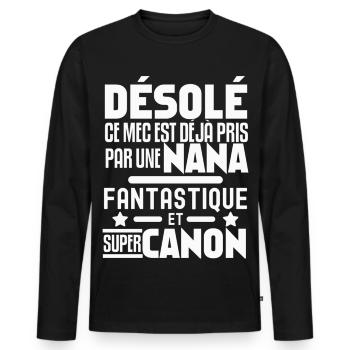 Ce Mec Est déjà pris par une nana fantastique - T-shirt manches longues Premium bio Homme - noir - Devant - Nico (187cm)