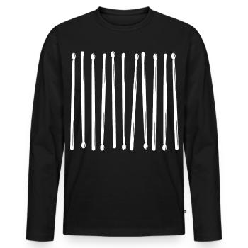 Motif vertical des baguettes de batterie - T-shirt manches longues Premium bio Homme - noir - Devant - Nico (187cm)