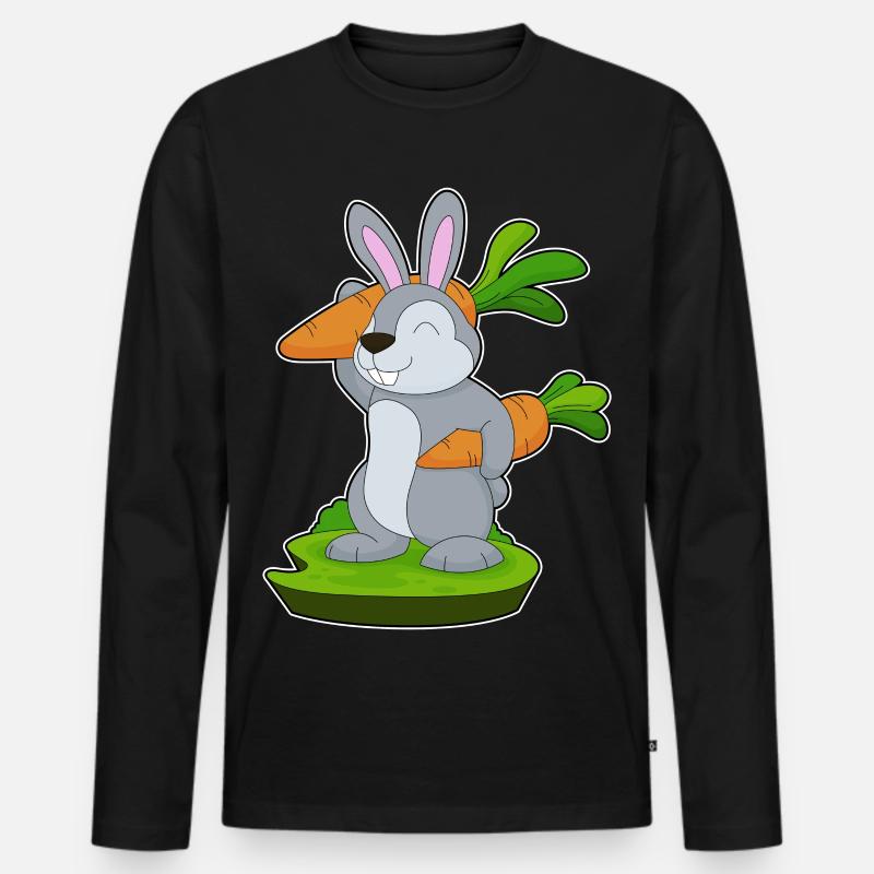Hase Karotten - Männer Premium Bio Langarmshirt - Schwarz
