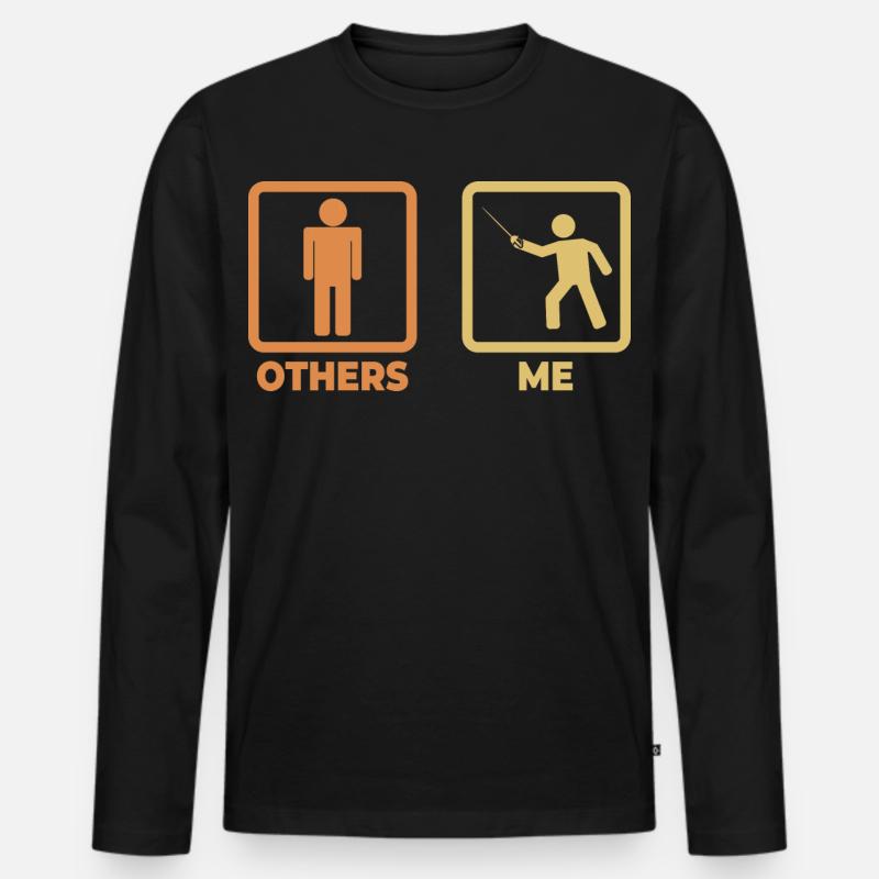 Fechter Strichmännchen - Männer Premium Bio Langarmshirt - Schwarz