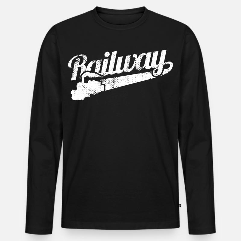 Liebe zur Eisenbahn - Männer Premium Bio Langarmshirt - Schwarz