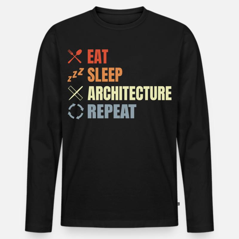 Eat Sleep Architecture Repeat - Männer Premium Bio Langarmshirt - Schwarz