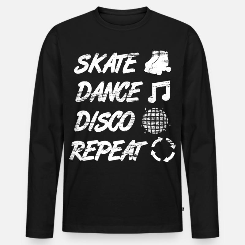 Rollschuh Disco - Männer Premium Bio Langarmshirt - Schwarz