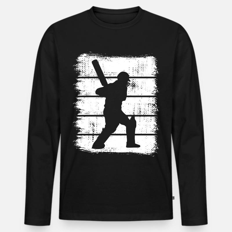 Cricket Schlagmann - Männer Premium Bio Langarmshirt - Schwarz