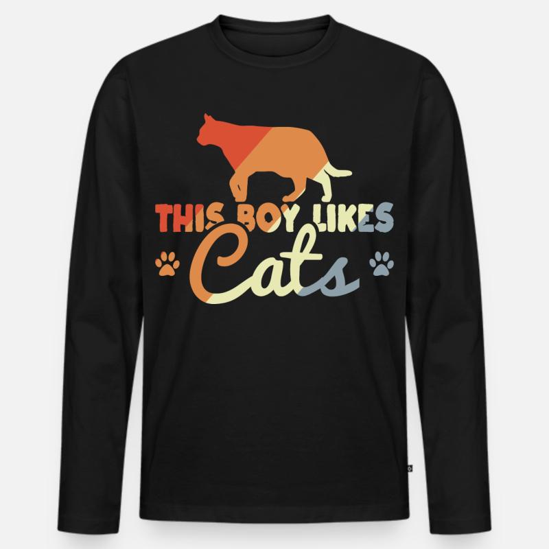 Katzenjunge - Männer Premium Bio Langarmshirt - Schwarz