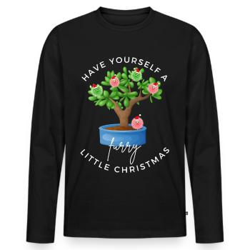 Haben Sie ein kleines pelziges Weihnachten - Männer Premium Bio Langarmshirt - Schwarz - Vorne - Nico (187cm)