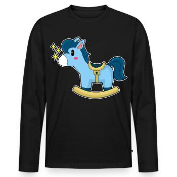 Un joli cheval à bascule - T-shirt manches longues Premium bio Homme - noir - Devant - Nico (187cm)