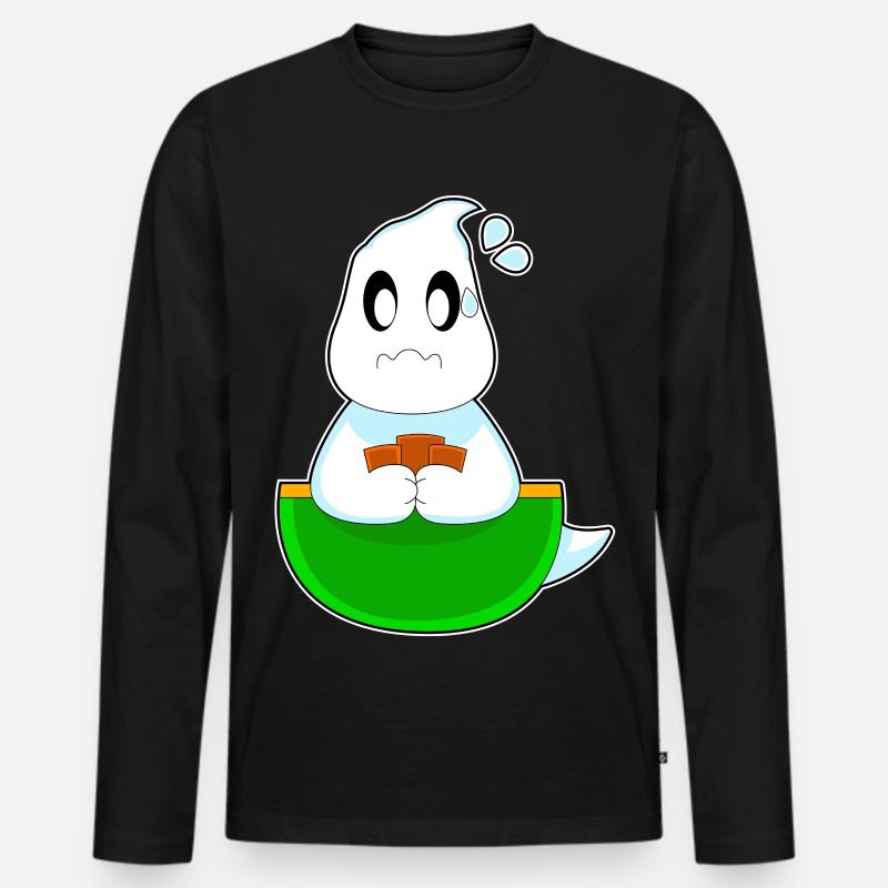 Geist Halloween Poker - Männer Premium Bio Langarmshirt - Schwarz