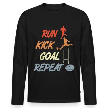 Rugby Motivation - Men's Premium Organic Long Sleeve Shirt - black - Front - Nico (187cm)
