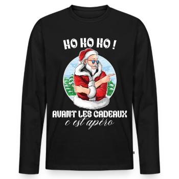 Apéro Cadeaux Pull Moche De Noël Famille Noel - T-shirt manches longues Premium bio Homme - noir - Devant - Nico (187cm)