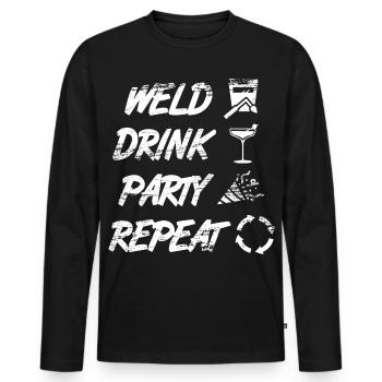 souder, boire, célébrer, répéter - T-shirt manches longues Premium bio Homme - noir - Devant - Nico (187cm)