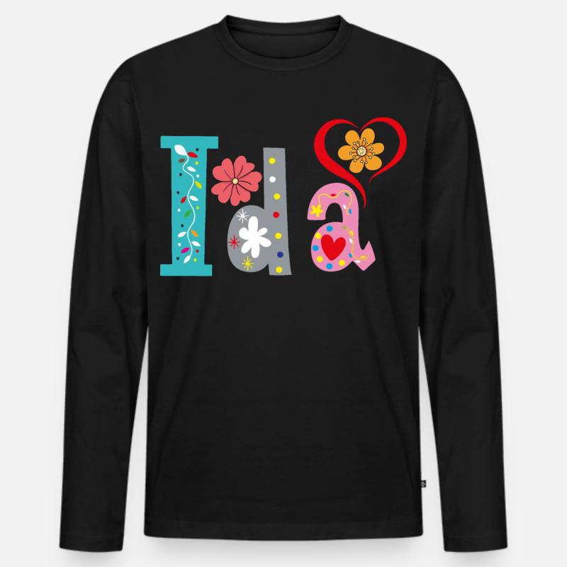 Personalisierter Ida-Name - Männer Premium Bio Langarmshirt - Schwarz