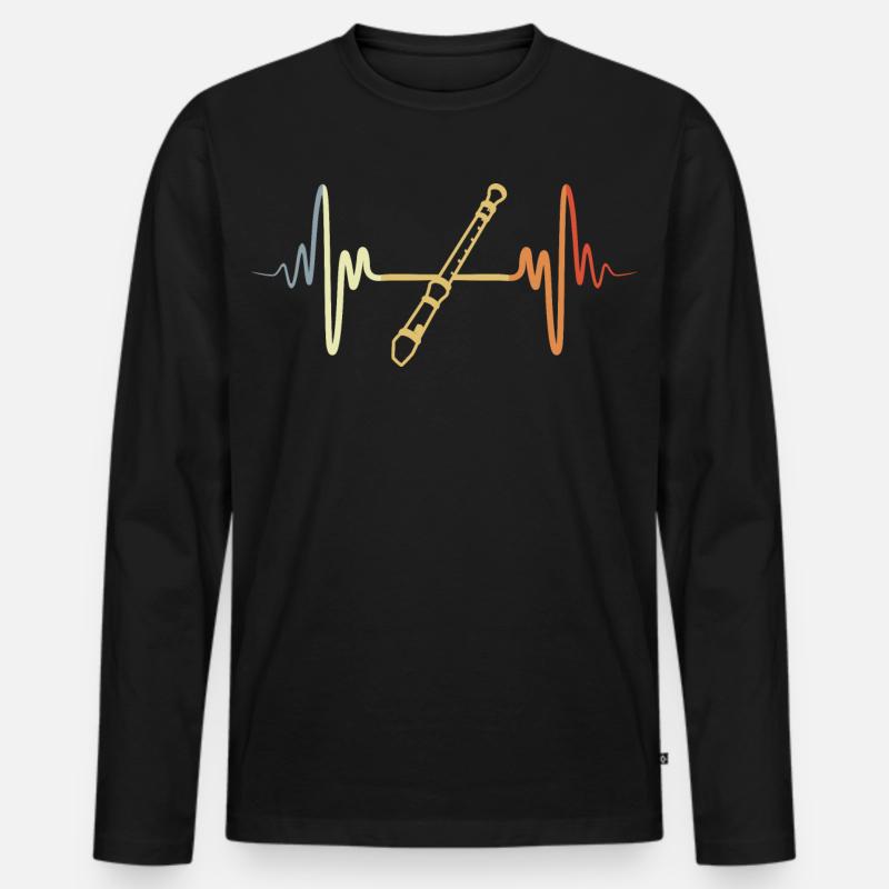 Retro Flöte - Männer Premium Bio Langarmshirt - Schwarz