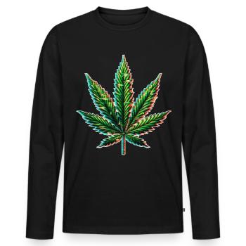 Cannabis Glitch - Männer Premium Bio Langarmshirt - Schwarz - Vorne - Nico (187cm)