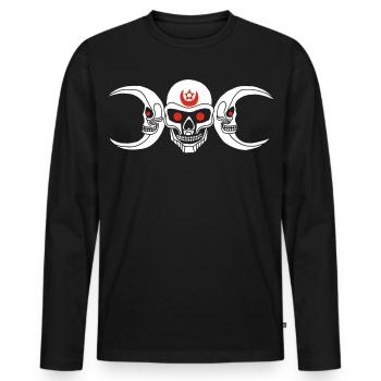 Weißer, skurriler Schädel - Männer Premium Bio Langarmshirt - Schwarz - Vorne - Nico (187cm)