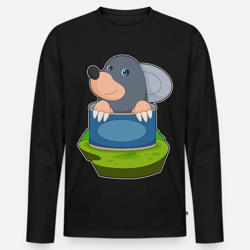 Maulwurf Dose - Männer Premium Bio Langarmshirt - Schwarz