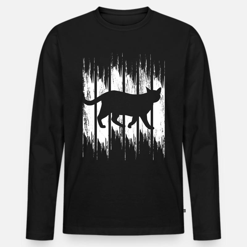 Lustige Katze - Männer Premium Bio Langarmshirt - Schwarz