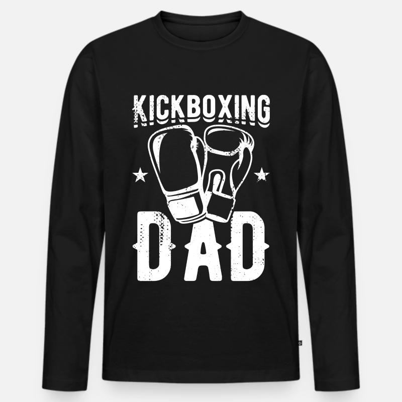 Kickboxer Vater - Männer Premium Bio Langarmshirt - Schwarz