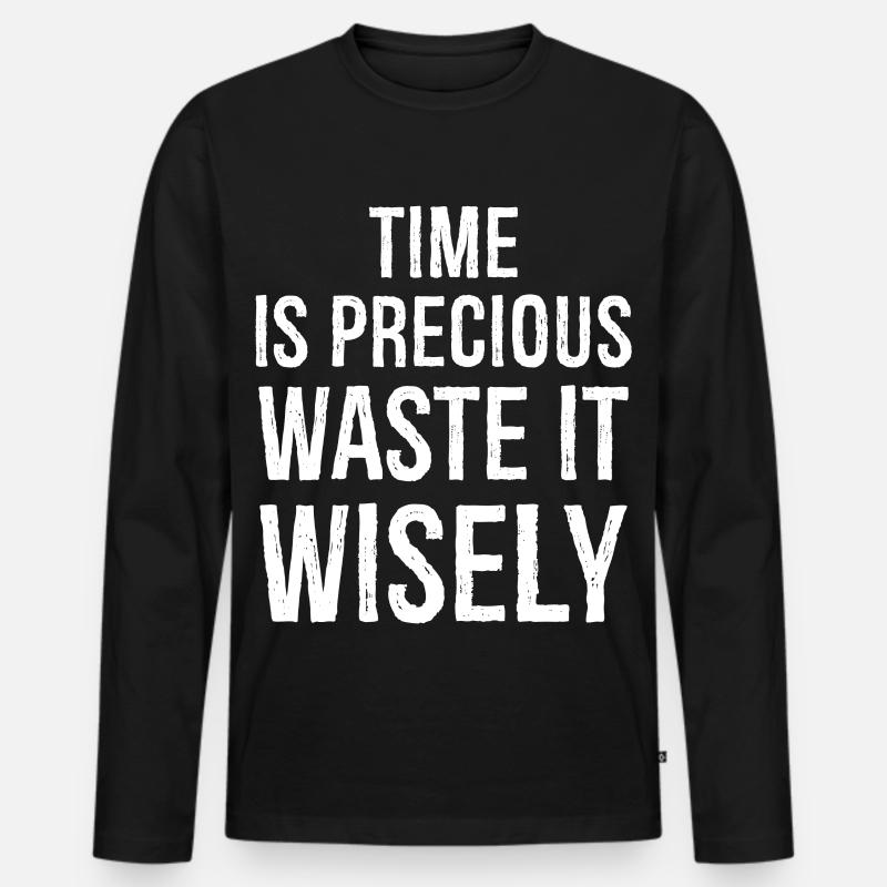 Zeit ist kostbar lustiges Hemd - Männer Premium Bio Langarmshirt - Schwarz