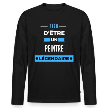 Fier d être un peintre légendaire - T-shirt manches longues Premium bio Homme - noir - Devant - Nico (187cm)