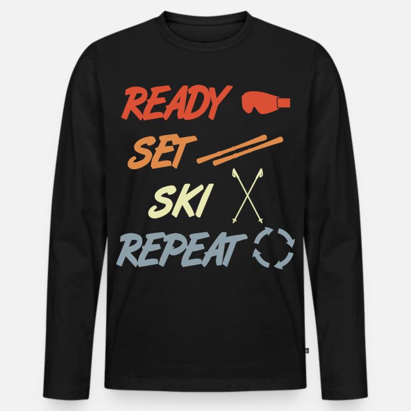 Ready Set Ski Repeat - Männer Premium Bio Langarmshirt - Schwarz