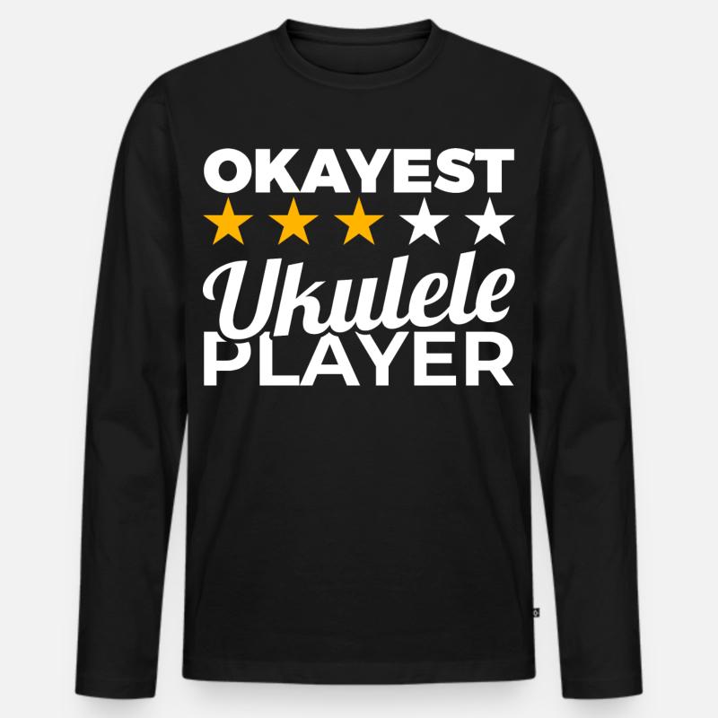 Okayest Ukulele Player - Männer Premium Bio Langarmshirt - Schwarz