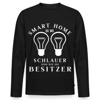 Smart Home T-Shirt Lustig Spruch Nerd Geschenk - Männer Premium Bio Langarmshirt - Schwarz - Vorne - Nico (187cm)