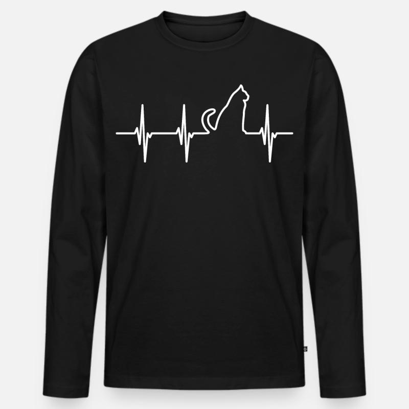 Katzen Pulslinie - Männer Premium Bio Langarmshirt - Schwarz