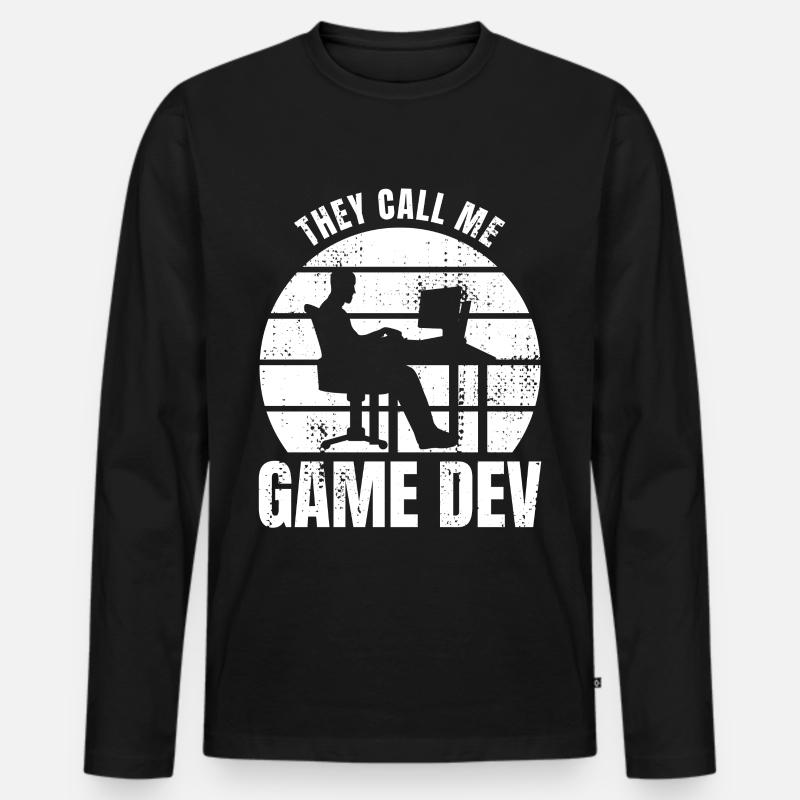 Sie nennen mich Game Dev - Männer Premium Bio Langarmshirt - Schwarz